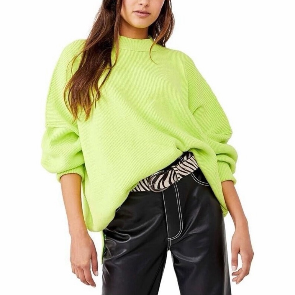 Vici Neon Lime Oversized Cowl Neck Sweater